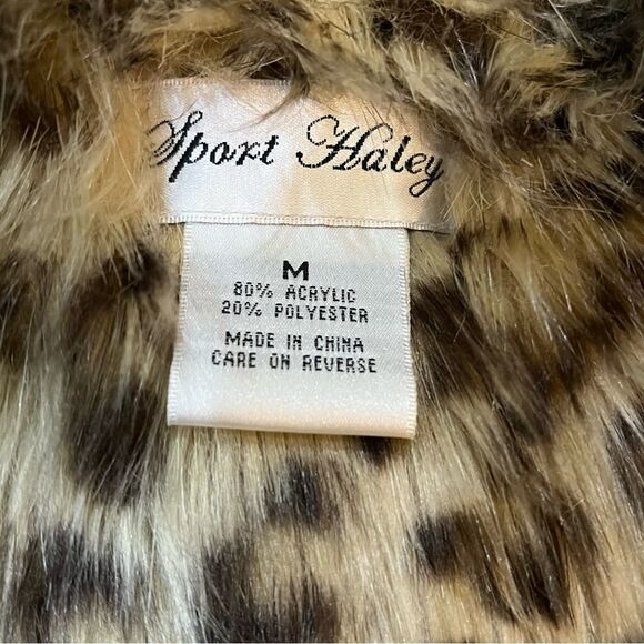Sport Haley Faux Suede Leopard Print Vest Medium – Faux Fur Lined, Front Pockets - Picture 7 of 16